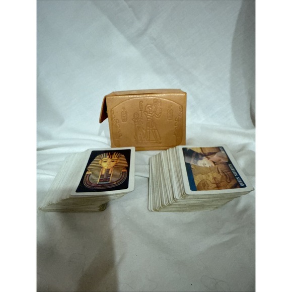 Other - Vintage Egyptian Playing Card Holder With 2 Full Sets If Playing Cards Complete!